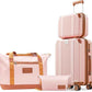Luggage Set 3 Piece Luggage with PC+ABS Hardshell TSA Lock Spinner Wheels Carry on Lightweight Suitcase，YKK Zippers (Pink, 4 piece（14/20/DB/TB）)