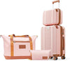 Luggage Set 3 Piece Luggage with PC+ABS Hardshell TSA Lock Spinner Wheels Carry on Lightweight Suitcase，YKK Zippers (Pink, 4 piece（14/20/DB/TB）)