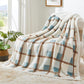 PU MEI Super Soft Faux Rabbit Fur Sherpa Fleece Throw Blanket, Reversible Luxury Cozy Cute Furry Blanket, Plush Warm Shaggy Fluffy Checkered Blankets for Sofa Couch Bed (Green-Plaid, 60" x 80")