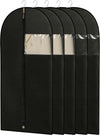 Garment Bags for Hanging Clothes, 50'' Long Dress Bags for Closet Storage, Black Garment Covers with Clear Window for Suits, Coats, Jackets（5 Packs）
