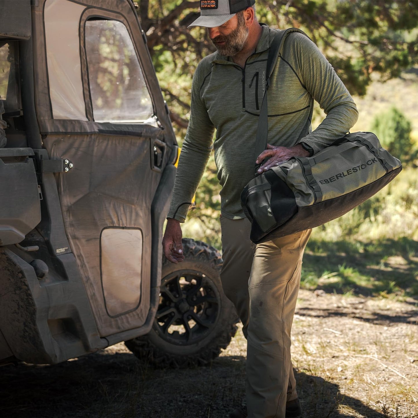 Eberlestock Hyllus Duffel Bag for Men - Durable, Water-Resistant, Small Men's Duffle Bag with Zipper Pockets, Ideal for Travel & Gym, Tactical Gear Bag, Hunting, Fishing, Camping - Dry Earth, 65L - Roamly