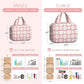 HOTOR Travel Toiletry Bag - Hanging Toiletry Bag for Women & Men, Makeup Bag/Big Comparment, Waterproof for Travel Accessories, Travel Essentials, Medium, Pink with White Daisy