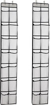 Over The Door Shoe Organizer, 14 Large Mesh Pockets Hanging Shoe Rack for Closet Organizers and Storage, White, 2-pack (white)