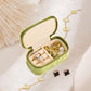 Small Travel Jewelry Case, Mini Tiny Plush Velvet Jewelry Box for Women and Girls, Pocket Size Jewelry holder organizer for Rings Earrings and Small Items(Mistletoe Green)