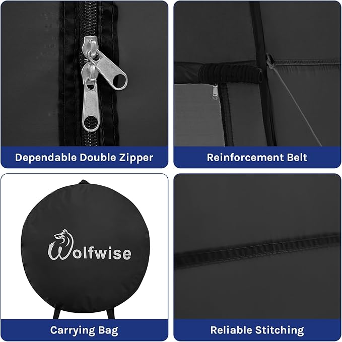 Wolfwise Pop Up Shower Tent, Portable Instant Changing Tent with Ventilation Window & Carry Bag, Privacy Bathroom Toilet for Beach, Camping & Outdoor, Width 47 ", Height 75 ", Black