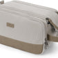 WANDF Toiletry Bag for Men Travel Toiletry Organizer Canvas and Leather Dopp Kit Water-Resistant Shaving Bag for Travel Accessories (Cream Beige, Large) - Roamly