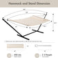ANOW Outdoor Hammock with 12 Feet Heavy Duty Steel Stand, Two Person Hammock with Stand Included, 450 LBS Weight Capacity, Cream