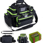 Goture Fishing Tackle Bag with 4pcs 3600 Tackle Boxes, 600D Water-Resistant Soft Side Saltwater Gear Storage Fishing Bag with Rod Straps, Detachable Water Bottle Pouch, Waterproof Bottom, SBS Zippers