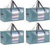 VENO 4 Pack Moving Bags, Comforter and Blanket Storage Bags for Closet, Moving Boxes, Boxes with Lids Alternative, College Dorm Packing Supplies, Foldable Heavy-Duty Tote (Shiny Light Blue, 4 Pack)