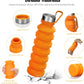 Nefeeko Collapsible Water Bottle, Reuseable BPA Free Silicone Foldable Water Bottles for Travel Gym Camping Hiking, Portable Leak Proof Sports Water Bottle with Carabiner