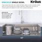 KRAUS Kore Workstation 45-inch Undermount 16 Gauge Stainless Steel Kitchen Sink, Single Bowl Kitchen Sink with Accessories, KWU120-45