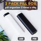SpaceAid 2 Pack Pill Organizer Box 7 Day, Weekly Travel Pill Case Holder, 2 Times a Day AM PM Daily Pocket Pharmacy Dispenser Container for Pills, Vitamins and Medicine (Black, White)