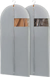 50" Garment Bags for Hanging Clothes, Suit Bags for Closet Storage and Travel, Grey Suit Cover Bags with Clear Window for Coats, Jackets, Dresses (2 Packs)