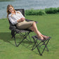 FAIR WIND Oversized Padded Camping Chair with Footrest Stool Set Heavy Duty Support 300 LBS Cooler Bag Chair - Black