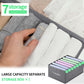 Jeans Organizer for Closet, Foldable Wardrobe Clothes Organizer with Handle, Stackable Closet Clothes Drawer Organizer Tshirts with 7 Grids for Leggings, Sweater, Jean, Pants, Grey (3 PCAK)