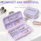 Travel Pill Organizer Box with Medicine Labels, 7 Compartments Portable Pill Case, Daily Medication Organizer Storage Pill Container for Pocket Pharmacy(Purple, L)