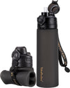 TakeToday Collapsible Water Bottles 20oz, Leak Proof, BPA-Free, Foldable Silicone Travel Water Bottle with Straw Strap for Cycling, Hiking, Outdoors