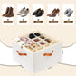 Shoe Organizer for Closet, Fits up to 16 Pairs Shoe Storage, Clear Foldable Shoe Containers Boxes Bins Baskets with Adjustable Dividers and Clear Cover White