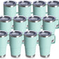 HASLE OUTFITTERS 20oz Tumbler Bulk with Lid, Stainless Steel Tumbler Bulk with Handle, Metal Insulated Travel Coffee Mug Set with Handle, Double Wall Vacuum Leak Proof Tumbler Cup, Mint Green 12 Pack