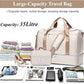 Travel Duffel Bag for Women, Carry-on Overnight Weekender Bags with Wet Pocket & Toiletry Bag, For Spirit Airlines 18x14x8 Personal Item Bag,Small,Beige & Brown