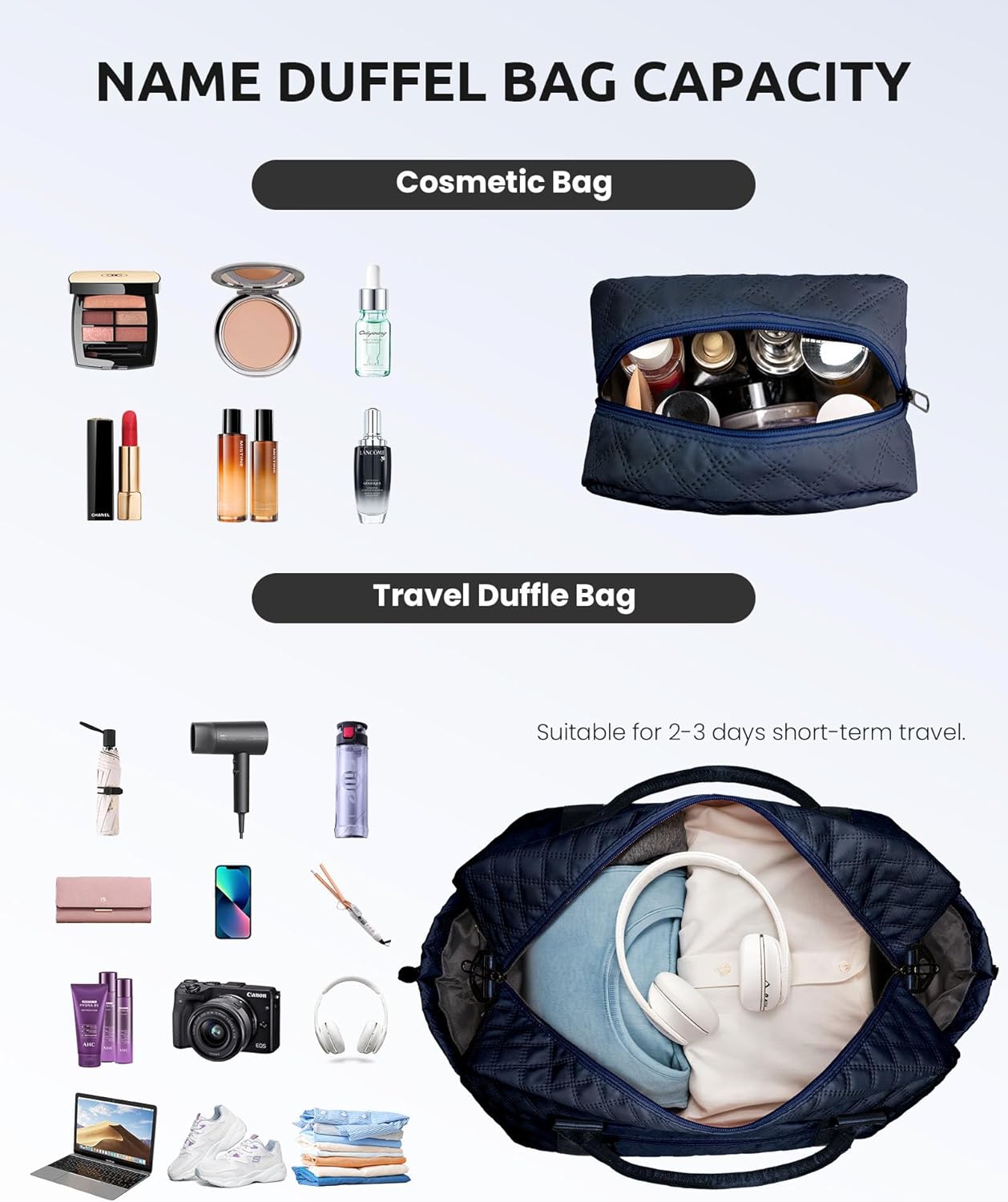 Women's Initial Duffle Bag - Personalized Weekender with Shoe & Makeup Compartments, Monogram Overnight Bag (Letter A) - Roamly