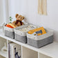 TheWarmHome Organization and Storage Basket for Shelves - 1 Pack 14x10x6.7 inch Collapsible Storage Bins, Fabric Storage Cubes for Closet Organizer Toy Gift Cloth (White & Grey)