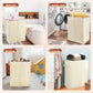 Voova 154L Double Laundry Hamper with Lid and 2 Removable Laundry Bags, Large Collapsible 2 Dividers Dirty Clothes Basket with Handles for Laundry Room, Bedroom, Bathroom, College Dorm, Beige