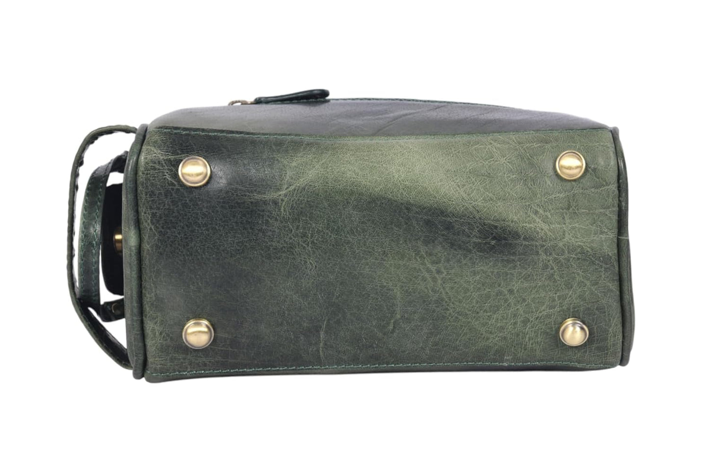 10" Premium Leather Toiletry Travel Pouch With Waterproof Lining | King-Size Handcrafted Vintage Dopp kit By Aaron Leather Goods (Seaweed Green) - Roamly