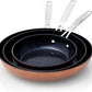 Nuwave 3-Piece Fry Pan Set, 8”, 10”, 12” Forged Lightweight, G10 Healthy Duralon Blue Ceramic Ultra Non-Stick, Induction-Ready & Works on All Cooktops, Ergonomic Stay-Cool Handles