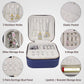 【2 Pack】 PU Leather Travel Small Portable Mini Travel Jewelry Organizer for Rings Necklaces Earrings and Lipstick Color Blue and Pink