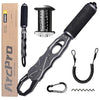 2-in-1 Fish Lip Gripper, One-Finger Operation Aluminum Alloy Fish Gripper with Scale, 40lb Weighing Fish Grabber for Large Fish, 360° Swivel Handle, Corrosion-Resistant for Saltwater & Freshwater