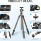 Compact Carbon Fiber Travel Camera Tripod with Ball Head, Reverse Folding Design, Maxload 8kg, Folded Height 450mm (LX-254CT+XB-32)