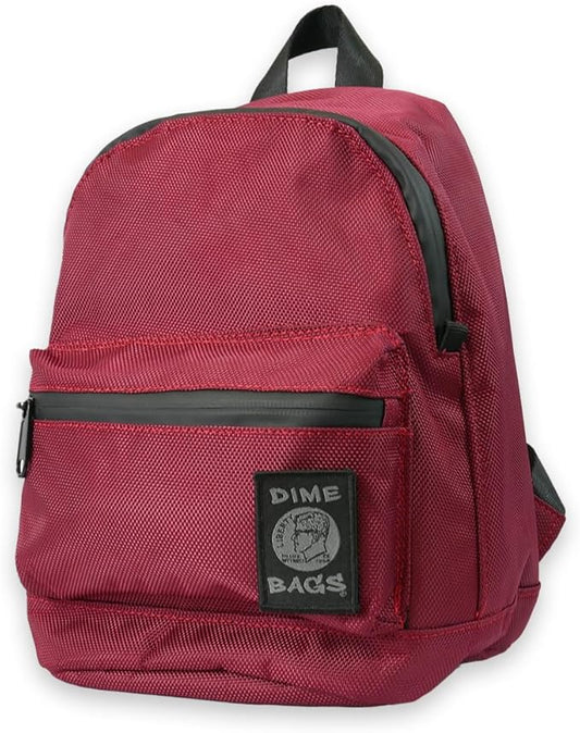 DIME BAGS Odor Sealing Locking Backpack, Carbon Lining for Smell & Spill Protection, 3-Digit Combo Lock, Durable Water-Resistant Exterior, Compact Travel Bag, Changeable Patch, Mini Molly (Oxblood)