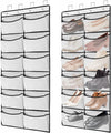 2 Packs Over the Door Shoe Organizer, 24 Extra Large Mesh Pockets Hanging Shoe Boots Rack Holder, Closet Hanging Organizers for Storage Sneakers High Heeled Shoes Slippers (White)