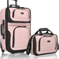 U.S. Traveler Rio Fabric Expandable Carry-on Luggage, Rolling Suitcase, Pink, 2 Wheel Set