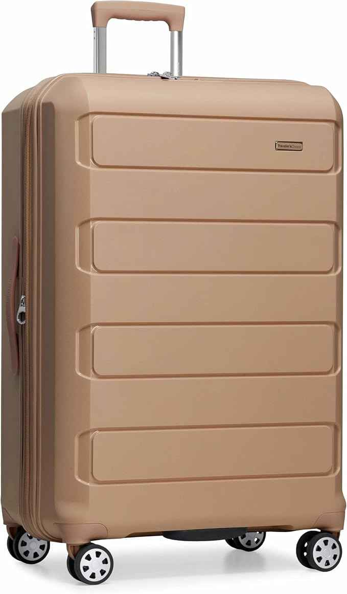 Traveler's Choice Pagosa Hardshell Expandable Luggage with Spinner Wheels, Latte Beige, 30-Inch Large