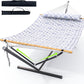 Double Hammock with Stand for Outdoor, Heavy Duty Portable Hammock with Adjustable Steel Stand for Patio, Garden, Beach, Backyard - Includes Carrying Bag,Round Gray