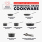 GreenPan x Bobby Flay 13 Piece Nonstick Cookware Pots and Pans Set, PFAS-Free Diamond Ceramic, Induction Suitable, Easy Clean Dishwasher & Oven Safe, Stay-Cool Silicone Handles, Glass Lids, Black