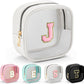 YOOLIFE Initial Make Up Bag Travel Toiletry Bag, Clear Makeup Bag Preppy Cosmetic Bags Organizer Travel Essentials Gifts for Women Teen Girlfriend Teacher Mom Birthday Mothers Day Gifts White J