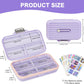Travel Pill Organizer Box with Medicine Labels, 7 Compartments Portable Pill Case, Daily Medication Organizer Storage Pill Container for Pocket Pharmacy(Purple, L)