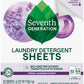 Seventh Generation Laundry Detergent Sheets, Up to 64 Loads, Fresh Lavender Scent, Removes Tough Stains, 0% Dyes and Artificial Fragrances, Safer for your family