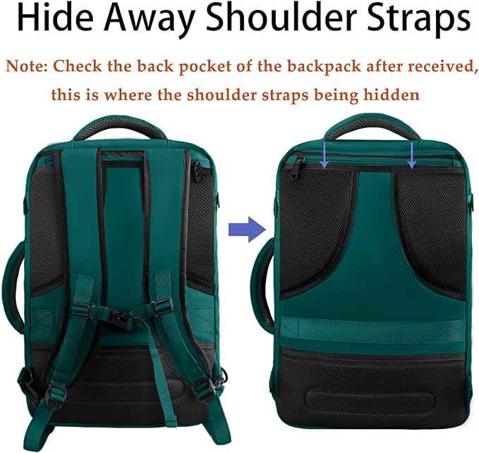 MATEIN Travel Backpack for Men Women, Carry on Backpack for Airplanes, Simple Daypack with Trolley Sleeve, Gifts for International Travelers, 35L, Peacock Blue