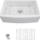33 White Farm Sink - Fulorni 33"x21" Farmhouse Kitchen Sink Curved Apron Front Ceramic Porcelain Fireclay Single Bowl Farmer Style Basin