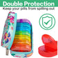 Serfeymi Weekly Travel Pill Organizer 2 Times A Day AM PM Upgraded Rainbow Pill Box 7 Day with Portable Zipper PU Leather Pill Case, Medicine Organizer for Pills, Vitamins, Fish Oils - Green-01