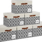 GhvyenntteS Extra Large Storage Bins with Lids, Foldable Fabric Storage Boxes with Lids and 3 Leather Handles, Storage Baskets with Label Window (6 Pack, Grey&Black, 15.75x11.8x10.2)
