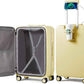 mixi Checked Luggage with Cup Phone Holder and Charger Hard Shell Suitcases with Spinner Wheels, 24 Inch Lark Yellow