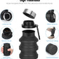Nefeeko Collapsible Water Bottle, Reuseable BPA Free Silicone Foldable Water Bottles for Travel Gym Camping Hiking, Portable Leak Proof Sports Water Bottle with Carabiner