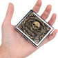 Cute and Stylish Metal Pill Box - Compact Portable Pill Organizer with 8 Compartments, Food-Grade Divider, Ideal for Travel, Vitamins, Jewelry, Cosmetics (Arsenic Skull)