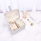 2 Layer Portable Jewelry Box, Large Jewelry Travel Case with 4 Jewelry Pouches, Medium Size Jewelry Organizer Box for Earrings, Necklaces, Bracelets (light gray)