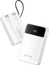 Portable-Charger-Power-Bank Travel Essentials Battery Pack USB C 30000mAh Built in Cable 22.5W Phone Fast Charging Powerbank Compatible with iPhone 16 15 14 13 12 11 iPad Samsung Google (White)